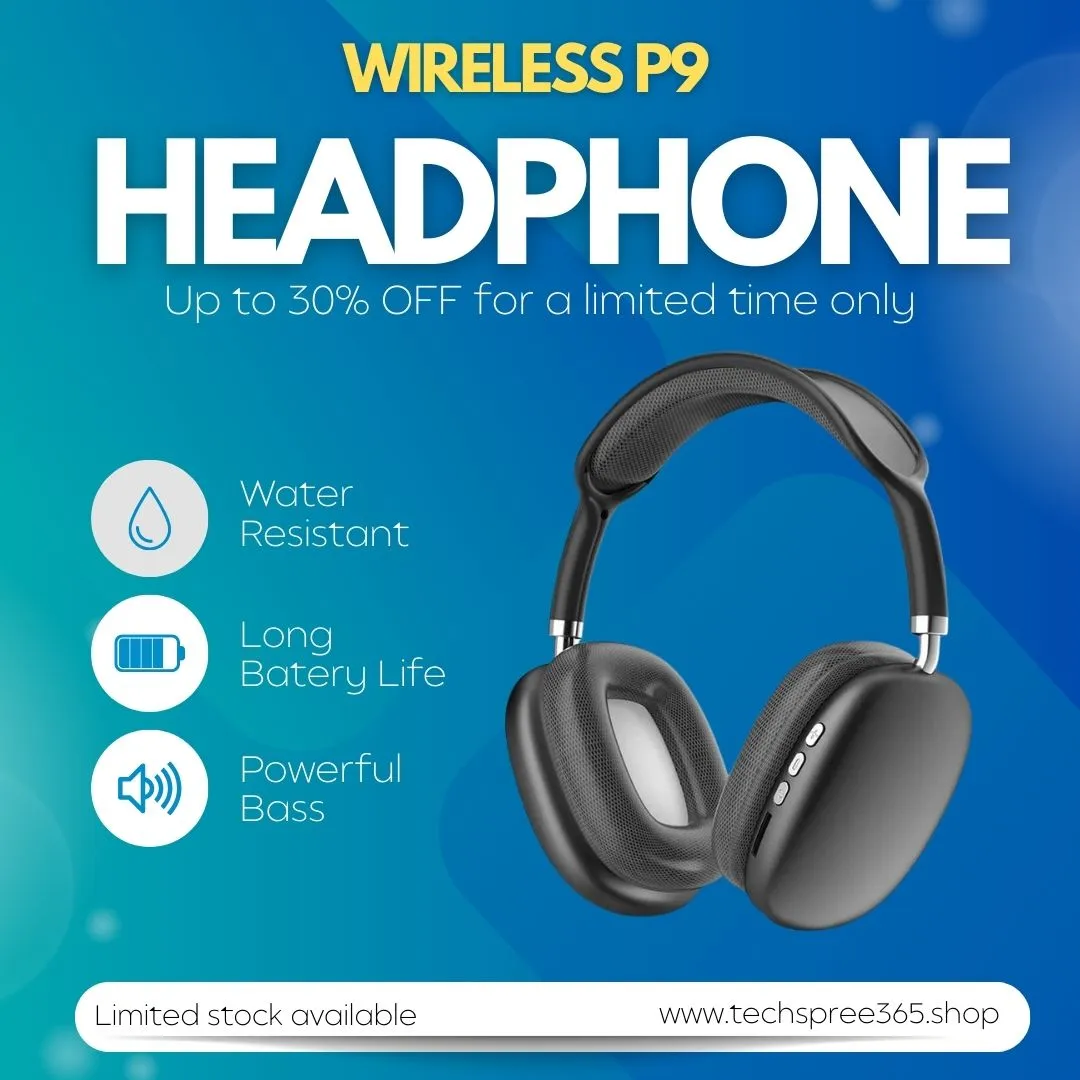 P9 Bluetooth Wireless Headphone – Feel the Real Sound | Deep Bass & Long Battery Life